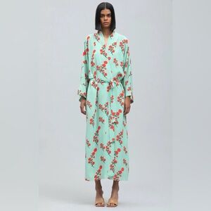 NWT - Bernadette Antwerp - Peignoir Floral Silk Crepe De Chine Kimono